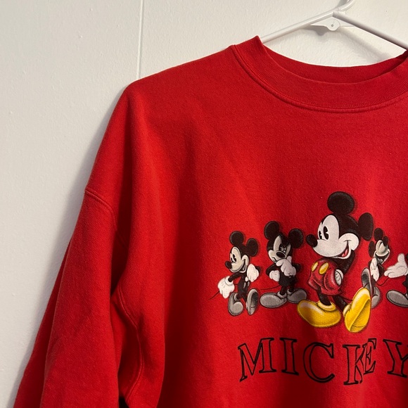 Disney Vintage Mickey Mouse Red Crewneck Sweatshirt Colorful Black and White - Picture 3 of 7